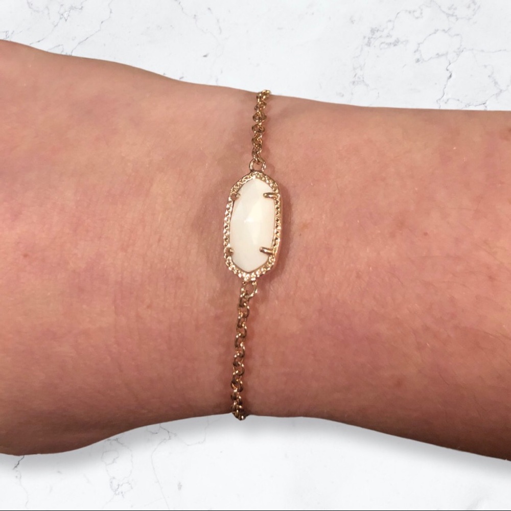 Kendra Scott Gold Adjustable Chain Bracelet In Ivory Pearl